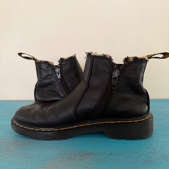 Dr. Martens Kids 2976 Leonore Y Boots Black Smooth Finish Leopard Size 3 - Picture 7 of 10